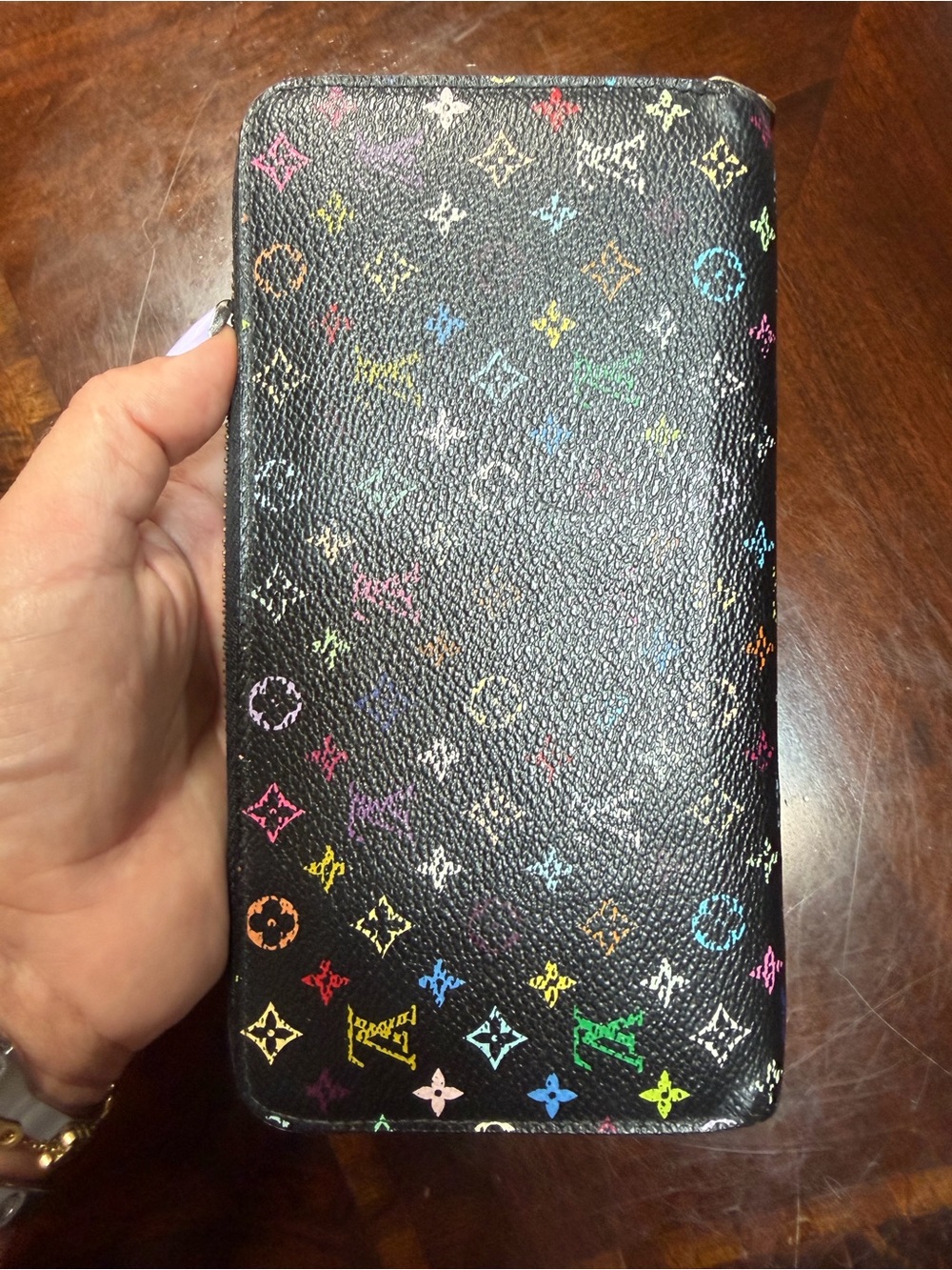 Louis Vuitton Black Murakami Multicolor Monogram Zip Wallet - Picture 3 of 9